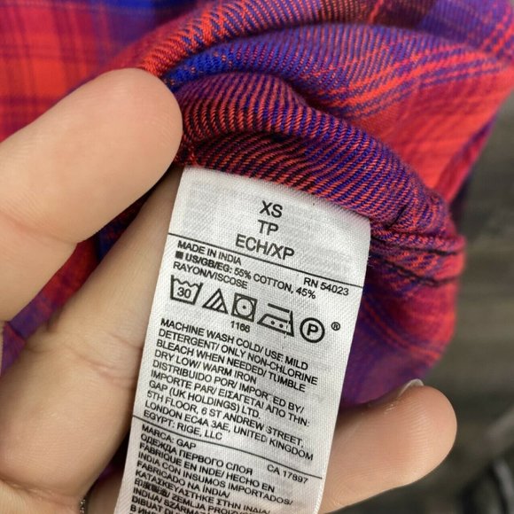 Gap Collared Plaid Button Down Top Shirt Size XS - Picture 5 of 6